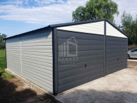 Garaż Blaszany 6x6 - 2x Brama - Antracyt + Biały dach dwuspadowy ID449 Cieszyn - zdjęcie 5