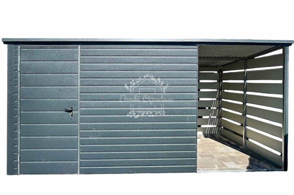 omek ogrodowy 2,5x3m + wiata 1,5m  Antracyt - Dach spad w tył ID685 Jarocin - zdjęcie 1