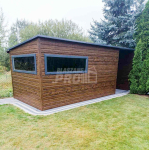 Domek ogrodowy 4,5x2,5m + wiata 1,8m drewnopodobny  rynny  GP450 Szczecinek - zdjęcie 5