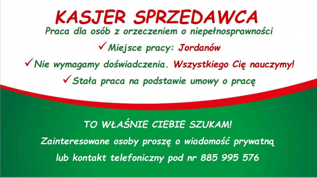 Kasjer Sprzedawca z Orzeczeniem  w markecie Dino Polska S.A. Jordanów Jordanów Śląski - zdjęcie 1