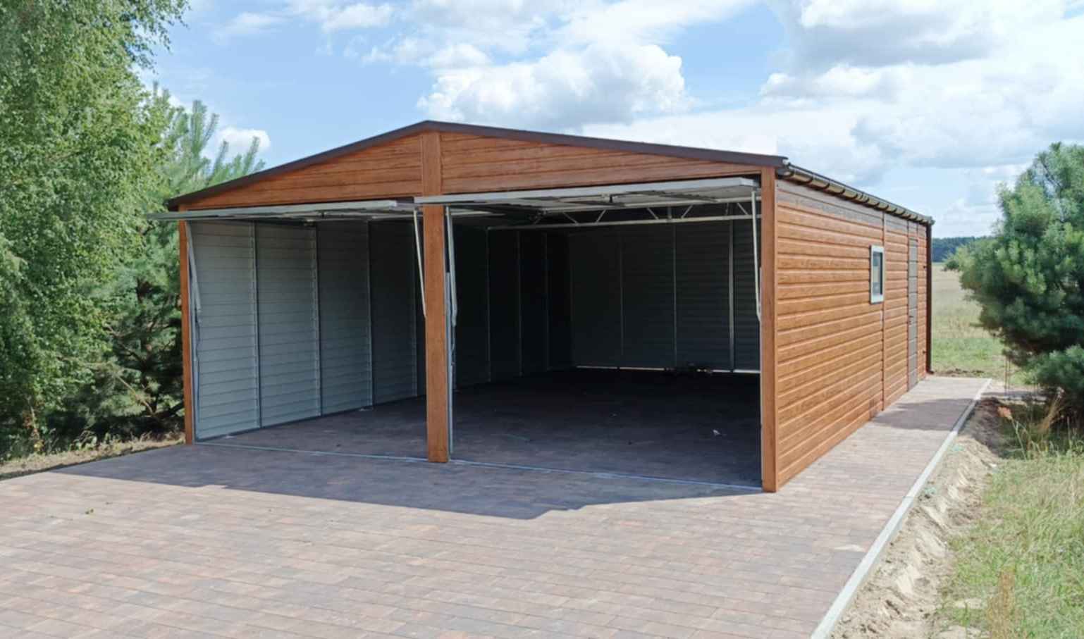 Garaż blaszany dwustanowiskowy 6x8m drewnopodobny + okno + drzwi Toruń - zdjęcie 6