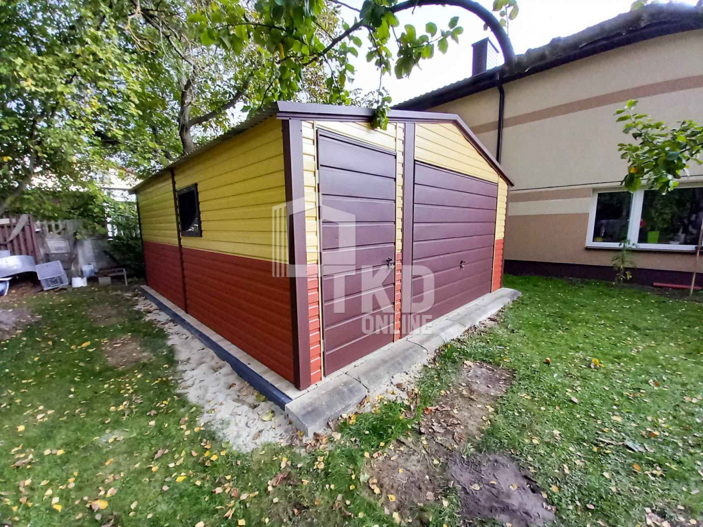 Garaż Blaszany 4,5x5 Brama - drzwi - Brąz + Cegła + Piasek  TKD122 Nowy Tomyśl - zdjęcie 4