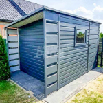 Schowek Domek Ogrodowy 2,5x2,5m + Wiata 0,5 Drzwi Okno Antracyt GP432 Cieszyn - zdjęcie 4