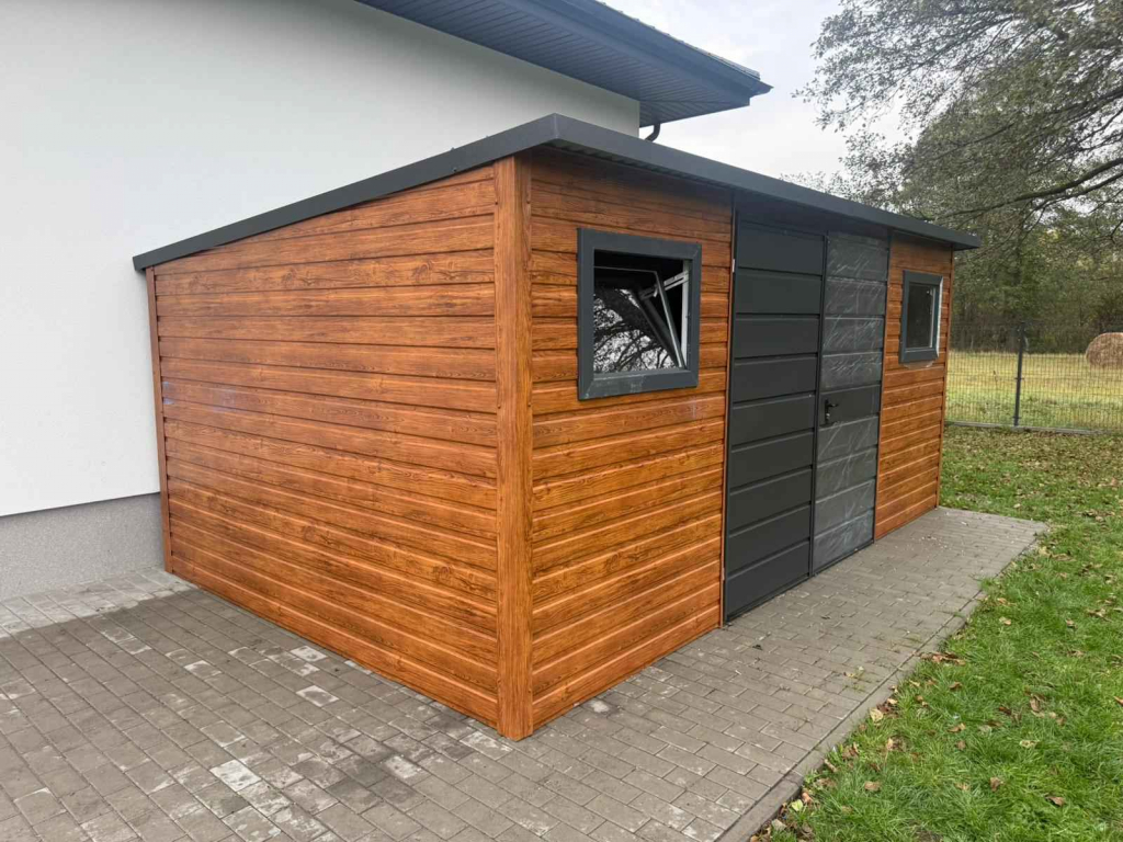 Domek Schowek Ogrodowy 5×4 złoty dąb + ciemny grafit mat PREMIUM Kielce - zdjęcie 2