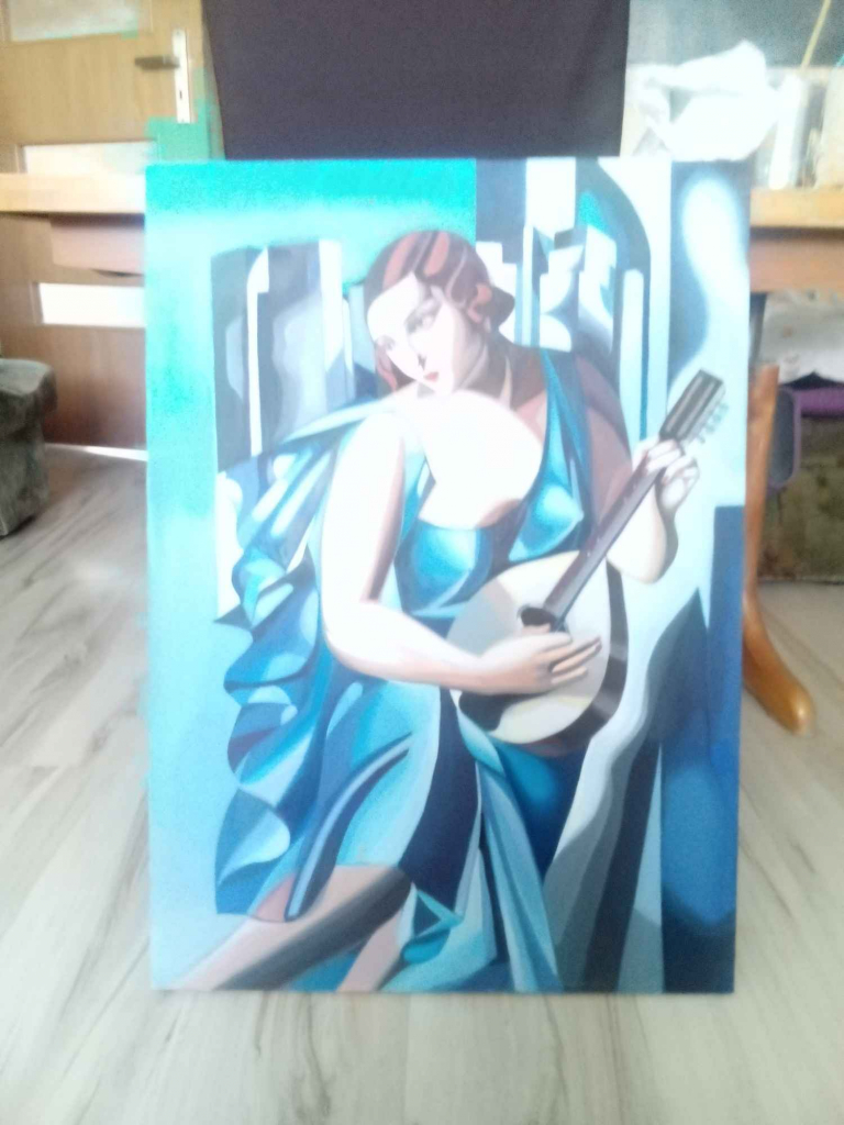 Tamara Łempicka- Z tamburynem - rękodzieło 50 na 70 cm Stare Miasto - zdjęcie 5