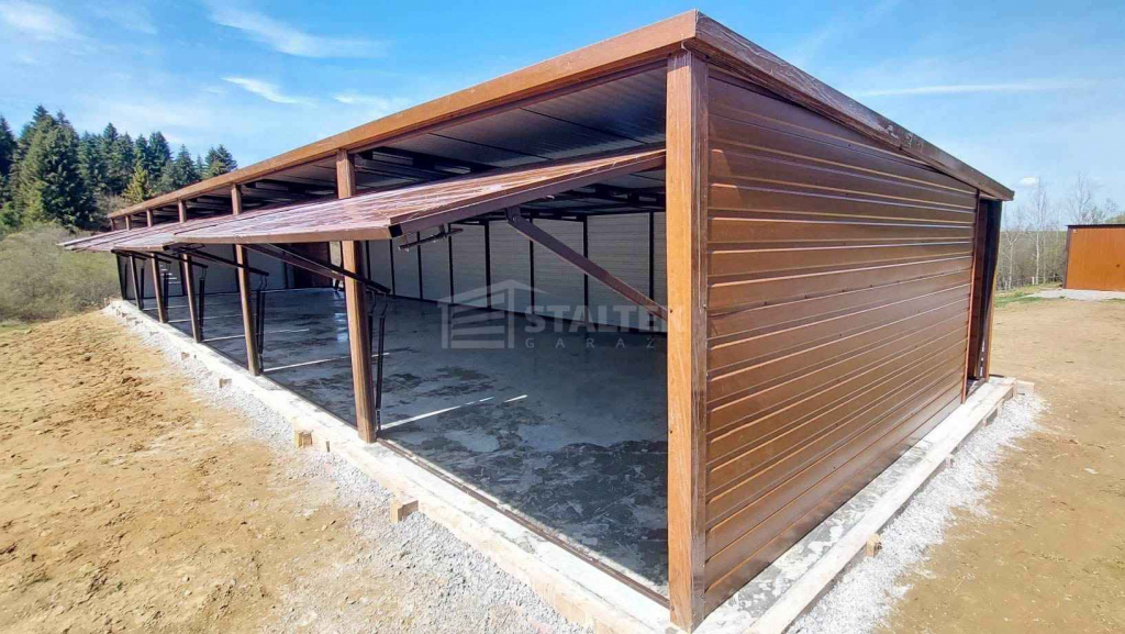 Garaż blaszany 18x5m 6x brama uchylna 2x drzwi rynna spad ST234 Września - zdjęcie 8