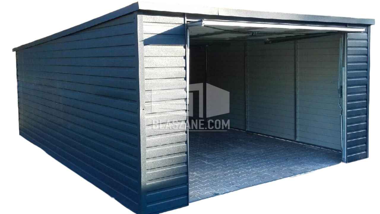 Garaż Blaszany 4x6 - Brama uchylna - Antracyt - dach Spad w tył BL140 Otwock - zdjęcie 1