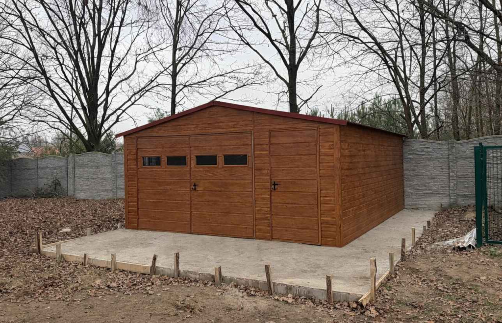 Dwuspadowy Garaż Blaszany 5×5m drewnopodobny złoty dąb PREMIUM Franciszkowo - zdjęcie 2