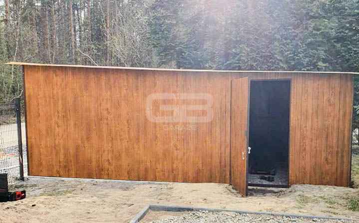 Garaż blaszany 4x7 Brama + drzwi Drewnopodobny  Dach spad w tył GB170 Ełk - zdjęcie 3