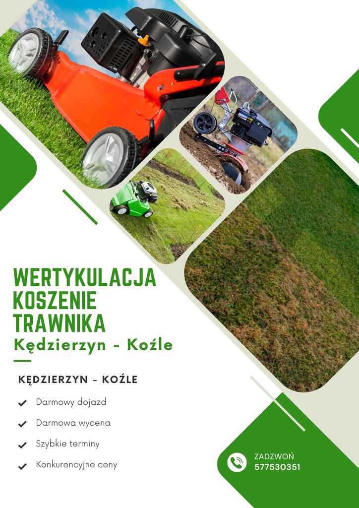 Wertykulacja trawnika, koszenie  Kędzierzyn-Koźle Kędzierzyn-Koźle - zdjęcie 1