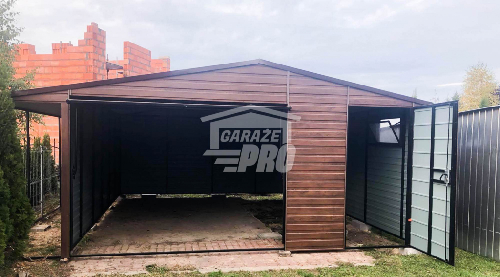 Garaż blaszany 5x5 Brama drewnopodobny  Dach dwuspadowy GP86 Krowodrza - zdjęcie 5