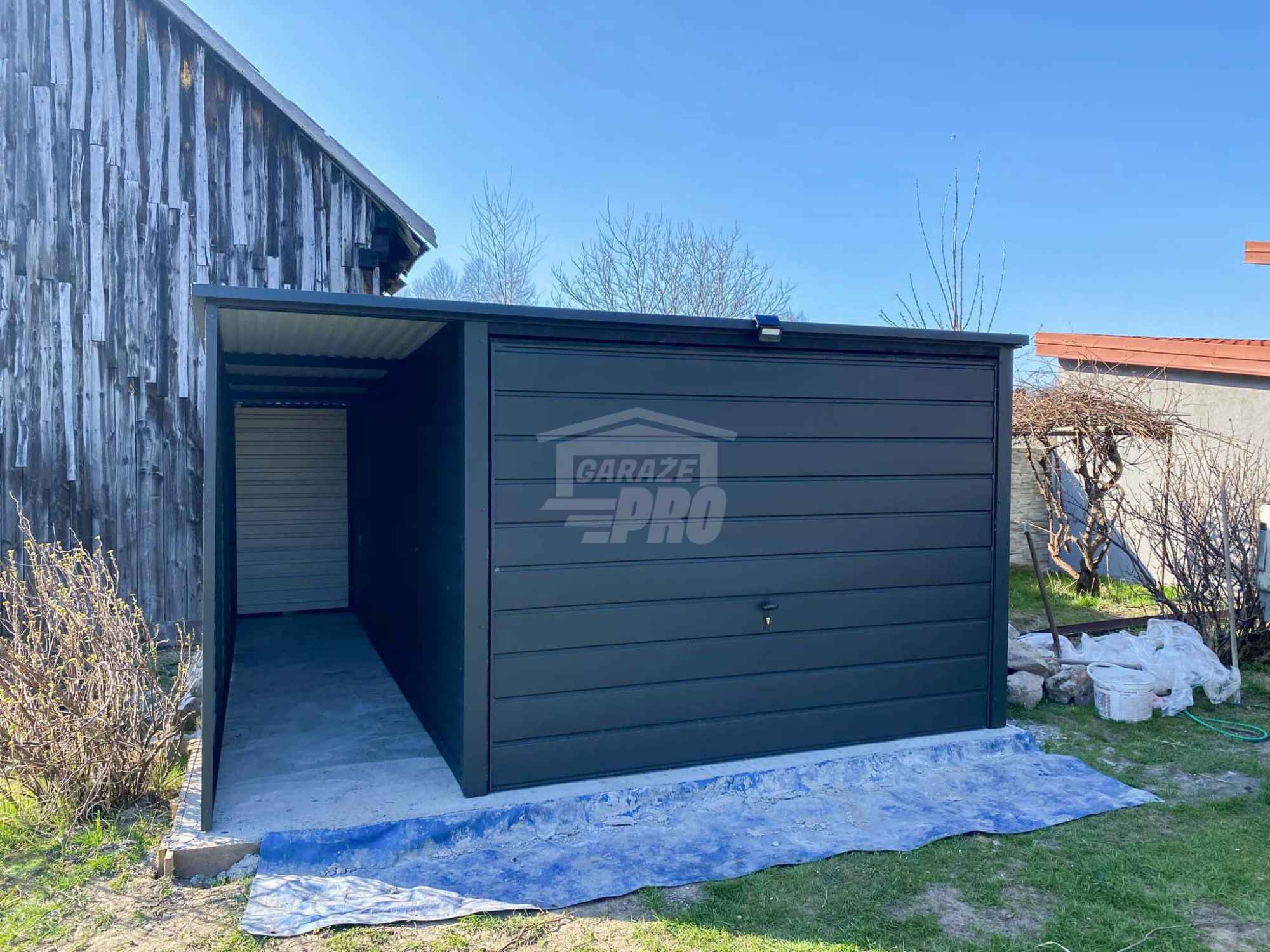 Garaż blaszany 3x4m - wiata 1m - Brama uchylna - Antracyt Dach GP579 Żary - zdjęcie 4