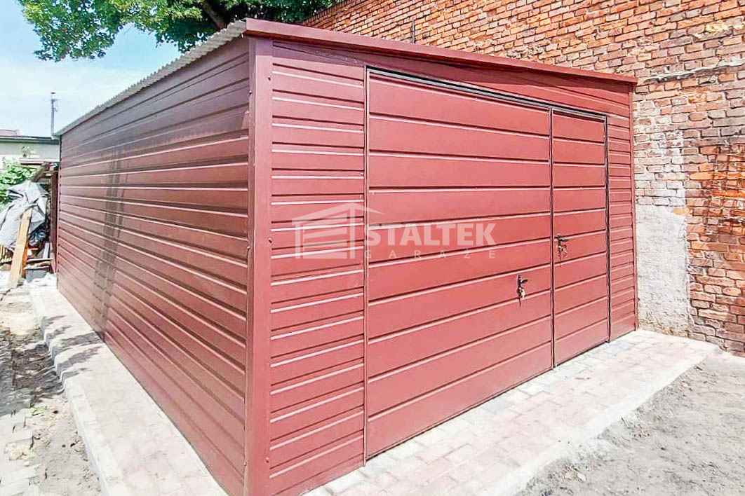 Garaż Blaszany 4,5x7m Brama uchylna - Ciemny Brąz - Dach  ST140 Elbląg - zdjęcie 6
