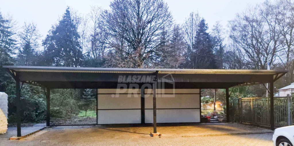 Wiata samochodowa 8x6m częściowa zabudowa + rynna GP167 Jarocin - zdjęcie 4