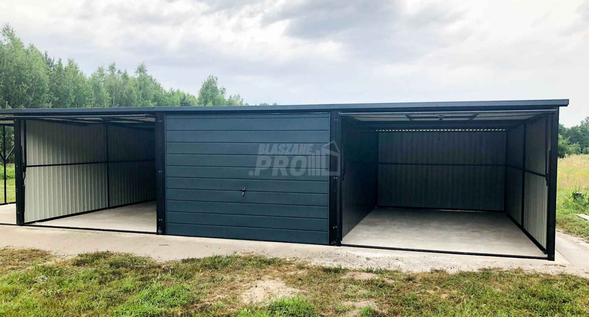 Garaż blaszany 9x5 wiata 3x5 Brama uchylna Antracyt spad w tył GP163 Elbląg - zdjęcie 8