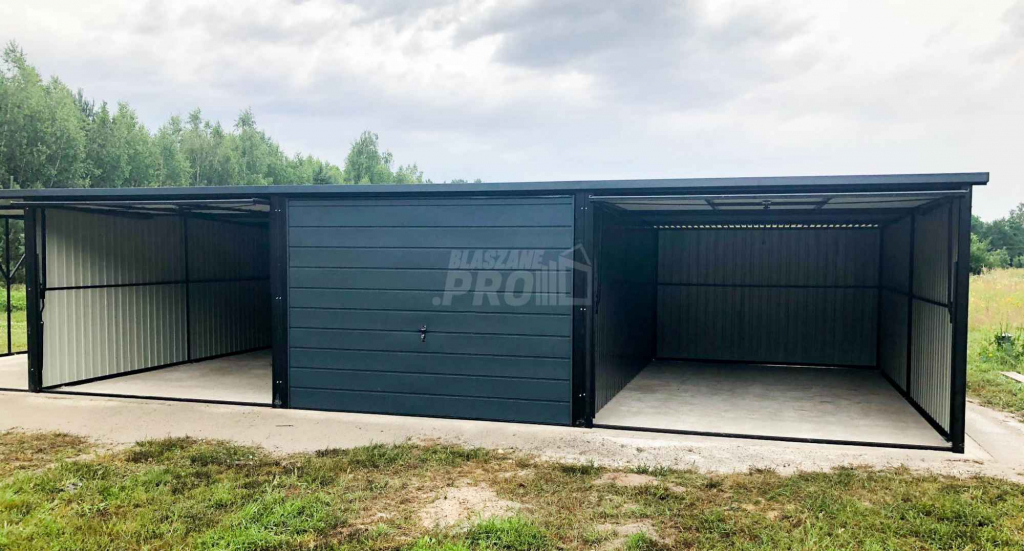 Garaż blaszany 9x5 wiata 3x5 Brama uchylna Antracyt spad w tył GP163 Elbląg - zdjęcie 8