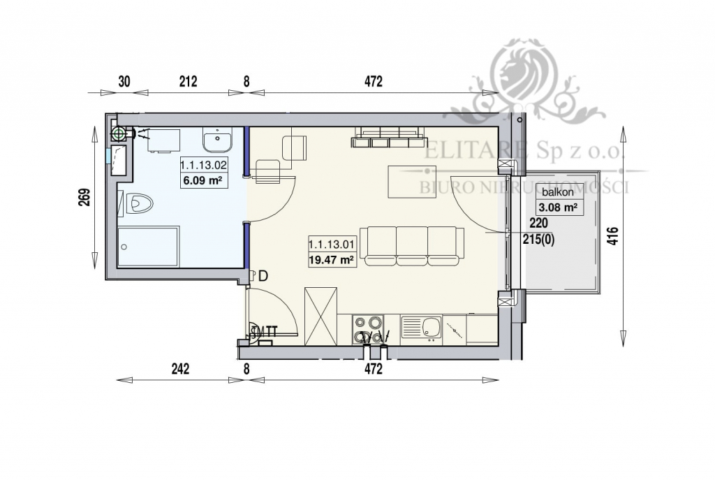 Mieszkanie 25,56m2 ,1 pok. w Centrum Wrocławia/Stare Miasto Wrocław - zdjęcie 11