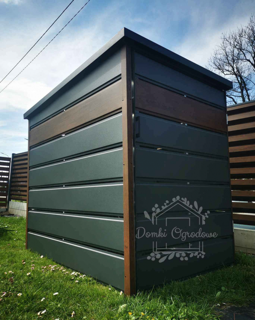 Wiata śmietnikowa spad tył 1,3x2m zielona  Schowek ogrodowy ID518 Nysa - zdjęcie 2